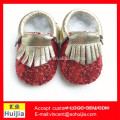 Top selling products in alibaba baby girl red Sequin leather Moccasins wholesale baby moccasins shoes gold Toddler Moccas